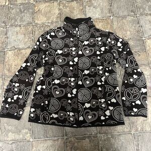 Old Navy Dark Brown and White Patterned Fleece